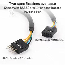 Load image into Gallery viewer, 2pcs Computer Motherboard USB3.0 Adapter Cable, 20 Pin Male to 9 Pin Female, 9 Pin Male to 20 Pin Female