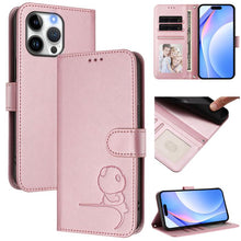 Load image into Gallery viewer, Litter Panda Embossing RFID Leather Phone Case with Lanyard, For iPhone 17e / 16e, For iPhone 17 Pro Max, For iPhone 17 Pro, For iPhone 17, For iPhone Air, For iPhone 16 Pro Max, For iPhone 16 Pro, For iPhone 16 Plus