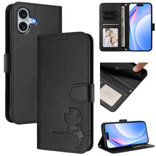 Load image into Gallery viewer, Litter Panda Embossing RFID Leather Phone Case with Lanyard, For iPhone 17e / 16e, For iPhone 17 Pro Max, For iPhone 17 Pro, For iPhone 17, For iPhone Air, For iPhone 16 Pro Max, For iPhone 16 Pro, For iPhone 16 Plus