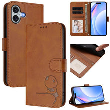 Load image into Gallery viewer, Litter Panda Embossing RFID Leather Phone Case with Lanyard, For iPhone 17e / 16e, For iPhone 17 Pro Max, For iPhone 17 Pro, For iPhone 17, For iPhone Air, For iPhone 16 Pro Max, For iPhone 16 Pro, For iPhone 16 Plus