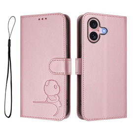 Litter Panda Embossing RFID Leather Phone Case with Lanyard, For iPhone 16, For iPhone 15 Pro Max, For iPhone 15 Pro, For iPhone 15 Plus, For iPhone 15, For iPhone 14 Plus, For iPhone 14 / 13, For iPhone 14 Pro