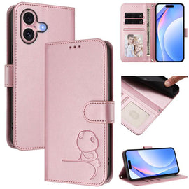 Litter Panda Embossing RFID Leather Phone Case with Lanyard, For iPhone 16, For iPhone 15 Pro Max, For iPhone 15 Pro, For iPhone 15 Plus, For iPhone 15, For iPhone 14 Plus, For iPhone 14 / 13, For iPhone 14 Pro