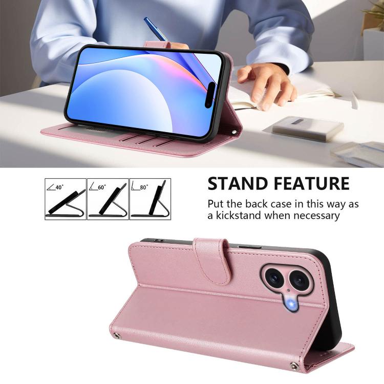 Litter Panda Embossing RFID Leather Phone Case with Lanyard, For iPhone 16, For iPhone 15 Pro Max, For iPhone 15 Pro, For iPhone 15 Plus, For iPhone 15, For iPhone 14 Plus, For iPhone 14 / 13, For iPhone 14 Pro