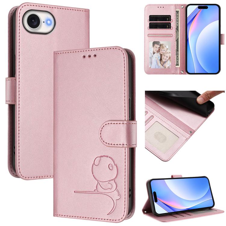 Litter Panda Embossing RFID Leather Phone Case with Lanyard, For iPhone 18 Pro / 17 Pro, For iPhone 18 Pro Max / 17 Pro Max, For iPhone 17e / 16e, For iPhone 17, For iPhone Air, For iPhone 16 Pro Max, For iPhone 16 Pro, For iPhone 16 Plus