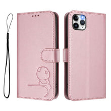 Load image into Gallery viewer, Litter Panda Embossing RFID Leather Phone Case with Lanyard, For iPhone 11 Pro Max, For iPhone 11, For iPhone 11 Pro, For iPhone X / XS, For iPhone XR, For iPhone XS Max, For iPhone 8 Plus / 7 Plus