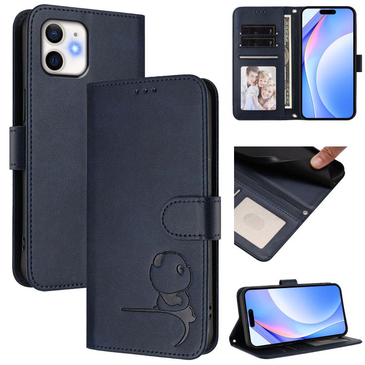 Litter Panda Embossing RFID Leather Phone Case with Lanyard, For iPhone 11 Pro Max, For iPhone 11, For iPhone 11 Pro, For iPhone X / XS, For iPhone XR, For iPhone XS Max, For iPhone 8 Plus / 7 Plus