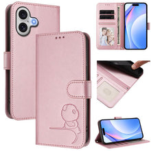 Load image into Gallery viewer, Litter Panda Embossing RFID Leather Phone Case with Lanyard, For iPhone 17e / 16e, For iPhone 17 Pro Max, For iPhone 17 Pro, For iPhone 17, For iPhone Air, For iPhone 16 Pro Max, For iPhone 16 Pro, For iPhone 16 Plus