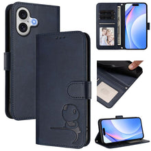 Load image into Gallery viewer, Litter Panda Embossing RFID Leather Phone Case with Lanyard, For iPhone 17e / 16e, For iPhone 17 Pro Max, For iPhone 17 Pro, For iPhone 17, For iPhone Air, For iPhone 16 Pro Max, For iPhone 16 Pro, For iPhone 16 Plus