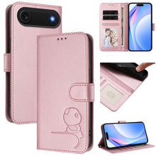 Load image into Gallery viewer, Litter Panda Embossing RFID Leather Phone Case with Lanyard, For iPhone 17e / 16e, For iPhone 17 Pro Max, For iPhone 17 Pro, For iPhone 17, For iPhone Air, For iPhone 16 Pro Max, For iPhone 16 Pro, For iPhone 16 Plus