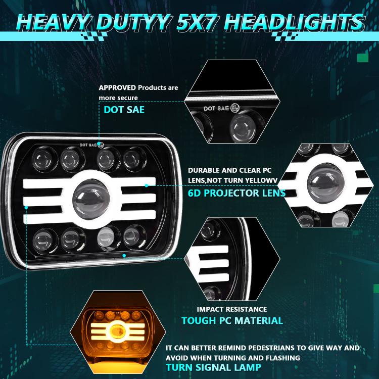 Y19 H4 7 inch Car Sun Style Square Modified Headlight for Jeep Wrangler, Y19