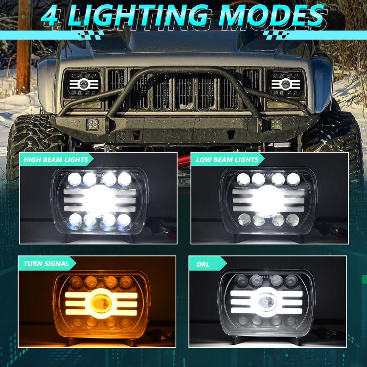 Y19 H4 7 inch Car Sun Style Square Modified Headlight for Jeep Wrangler, Y19