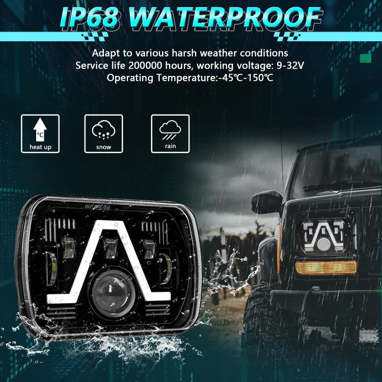Y24 H4 7 inch Car V-style Square Modified Headlight for Jeep Wrangler, Y24