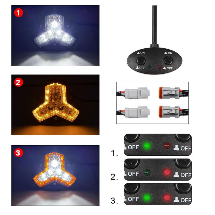 2pcs/Pack Car 80W High-power Matrix Triangle Cannon Work Light with Cable Set, Triangle