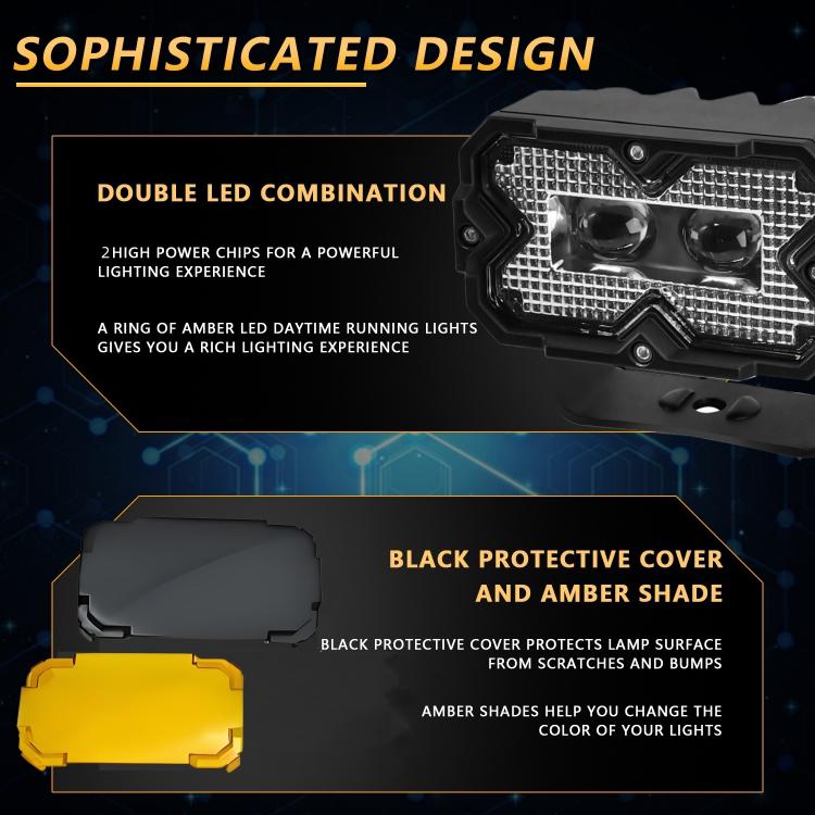 2pcs/Pack Car 70W High-power Matrix Eyes Work Light with Cable Set, Eyes