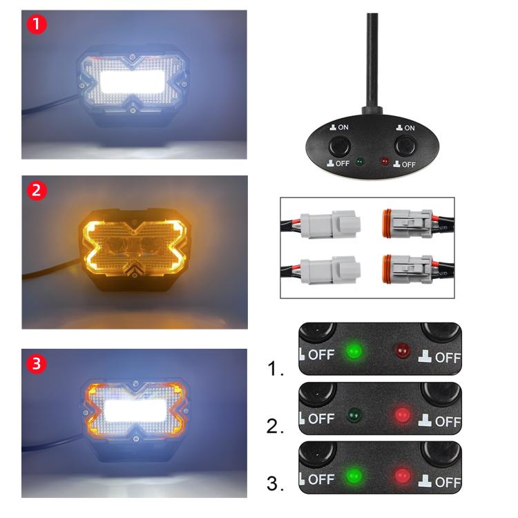 2pcs/Pack Car 70W High-power Matrix Eyes Work Light with Cable Set, Eyes
