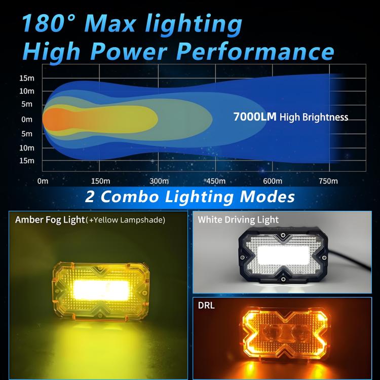 2pcs/Pack Car 70W High-power Matrix Eyes Work Light with Cable Set, Eyes