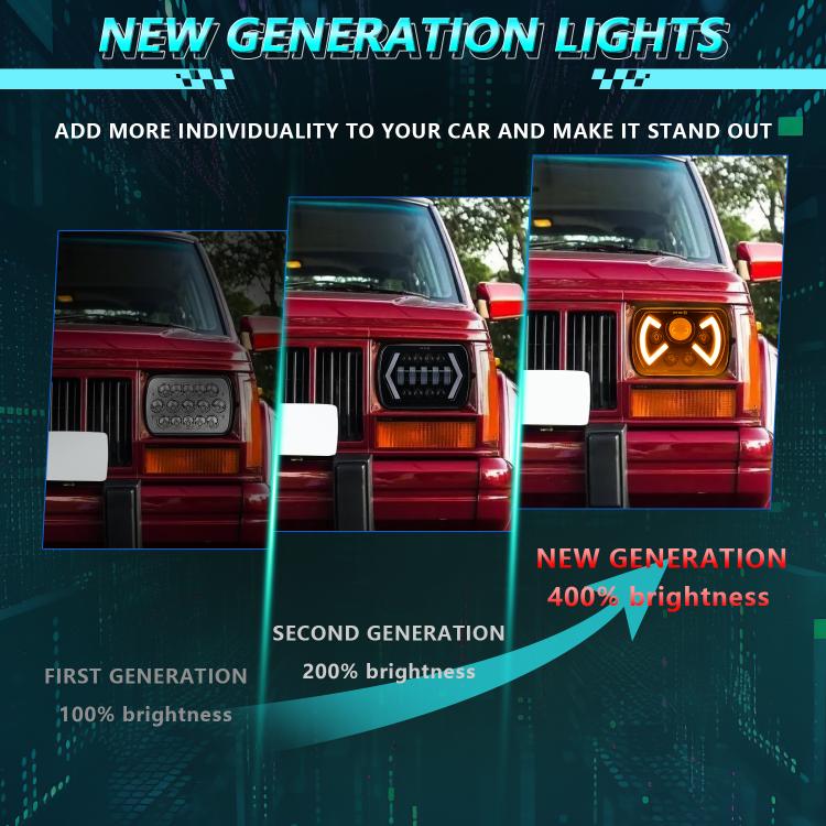 Y22 H4 7 inch Car Butterfly Style Square Modified Headlight for Jeep Wrangler, Y22