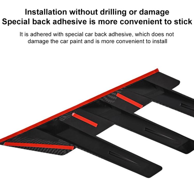 1 Pair Car Rear Windshield Air Cent Shark Fin Decorative Sticker, Carbon Pattern, Bright Black