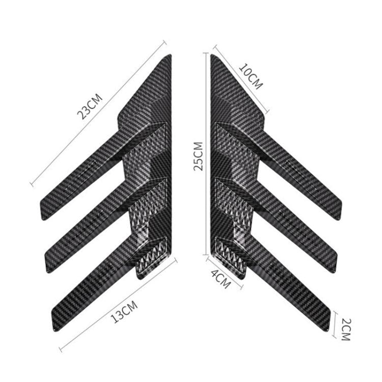 1 Pair Car Rear Windshield Air Cent Shark Fin Decorative Sticker, Carbon Pattern, Bright Black