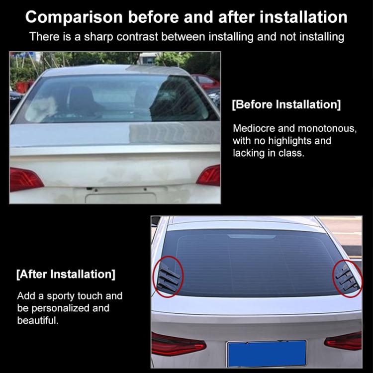 1 Pair Car Rear Windshield Air Cent Shark Fin Decorative Sticker, Carbon Pattern, Bright Black