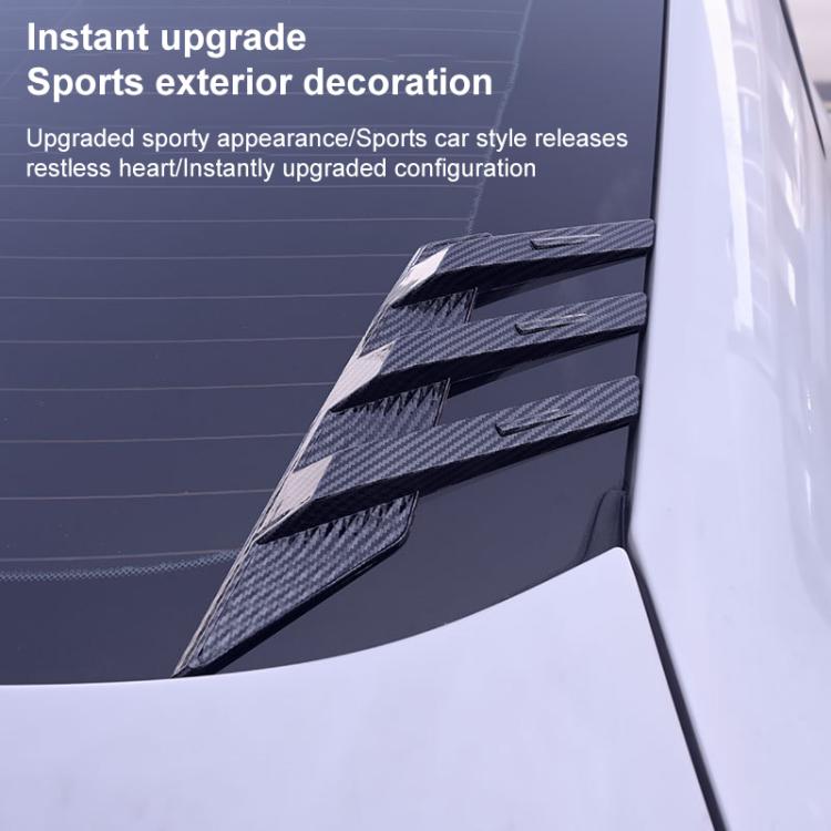 1 Pair Car Rear Windshield Air Cent Shark Fin Decorative Sticker, Carbon Pattern, Bright Black