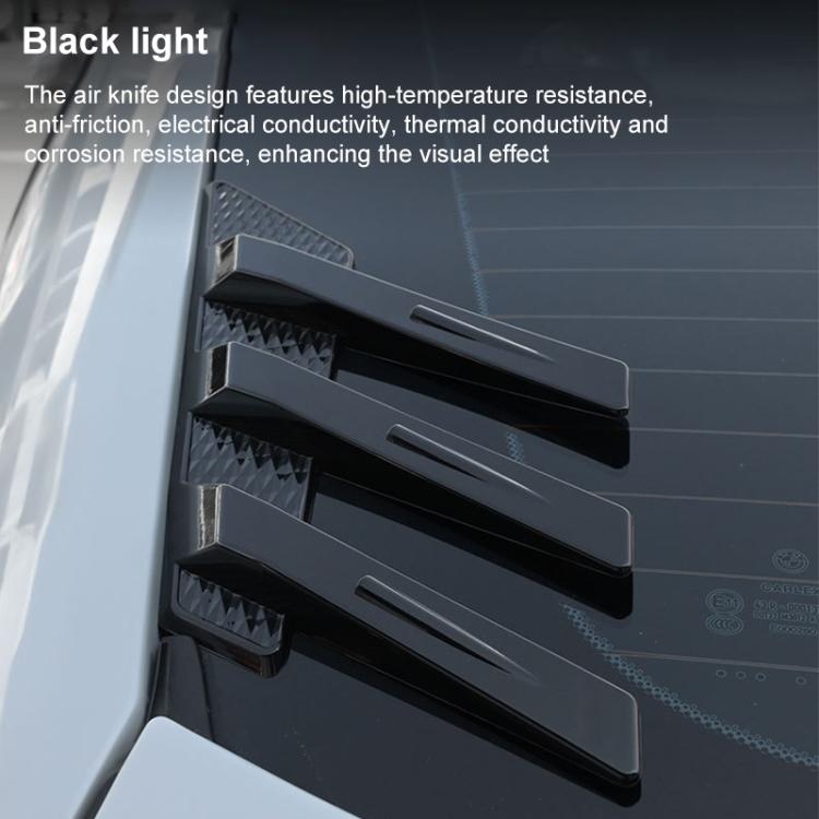 1 Pair Car Rear Windshield Air Cent Shark Fin Decorative Sticker, Carbon Pattern, Bright Black