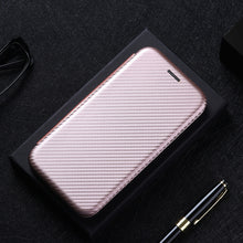 Load image into Gallery viewer, Carbon Fiber Texture Magnetic Horizontal Flip TPU + PC + PU Leather Case with Card Slot