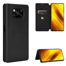 Load image into Gallery viewer, Carbon Fiber Texture Magnetic Horizontal Flip TPU + PC + PU Leather Case with Card Slot