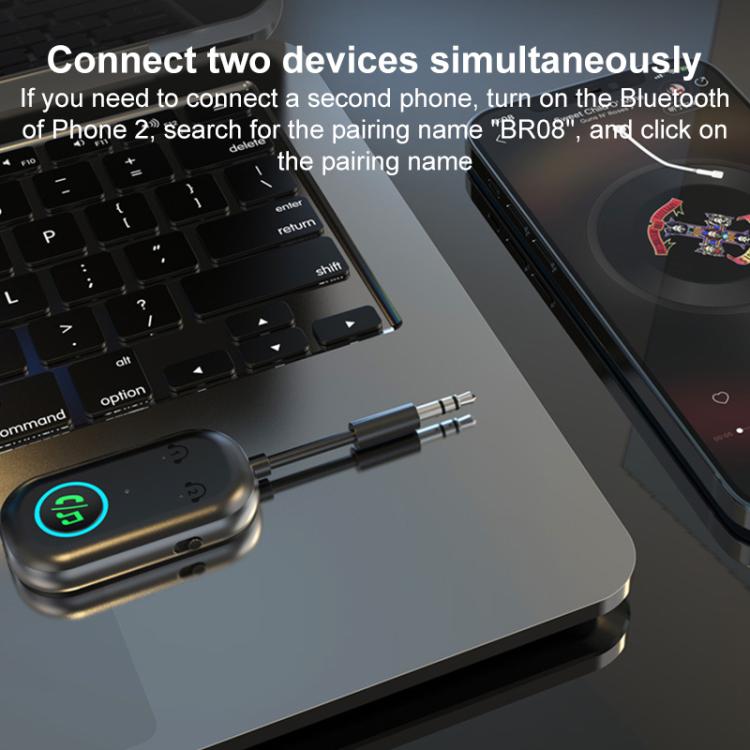 BR08T 2 in 1 Car Bluetooth AUX Receiver Transmitter Bluetooth Audio Adapter, BR08T