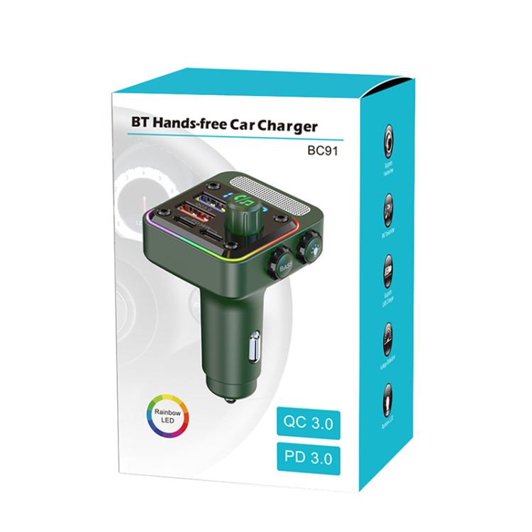 BC91 Car Bluetooth Hands-free Calling PD36W Fast Charging with Atmosphere Light, BC91