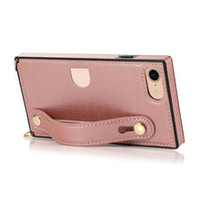 Load image into Gallery viewer, Wrist Strap PU+TPU Shockproof Protective Case with Crossbody Lanyard &amp; Holder &amp; Card Slot, For iPhone 6, For iPhone 7 / 8 / SE 2020, For iPhone 6 Plus, For iPhone 8 Plus / 7 Plus, For iPhone XS / X, For iPhone XR, For iPhone XS Max, For iPhone 11      ...