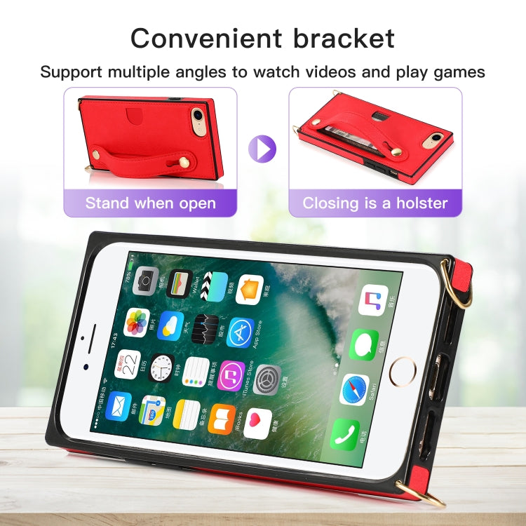 Wrist Strap PU+TPU Shockproof Protective Case with Crossbody Lanyard & Holder & Card Slot, For iPhone 6, For iPhone 7 / 8 / SE 2020, For iPhone 6 Plus, For iPhone 8 Plus / 7 Plus, For iPhone XS / X, For iPhone XR, For iPhone XS Max, For iPhone 11      ...
