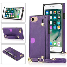 Load image into Gallery viewer, Wrist Strap PU+TPU Shockproof Protective Case with Crossbody Lanyard &amp; Holder &amp; Card Slot, For iPhone 6, For iPhone 7 / 8 / SE 2020, For iPhone 6 Plus, For iPhone 8 Plus / 7 Plus, For iPhone XS / X, For iPhone XR, For iPhone XS Max, For iPhone 11      ...