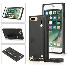 Load image into Gallery viewer, Wrist Strap PU+TPU Shockproof Protective Case with Crossbody Lanyard &amp; Holder &amp; Card Slot, For iPhone 6, For iPhone 7 / 8 / SE 2020, For iPhone 6 Plus, For iPhone 8 Plus / 7 Plus, For iPhone XS / X, For iPhone XR, For iPhone XS Max, For iPhone 11      ...