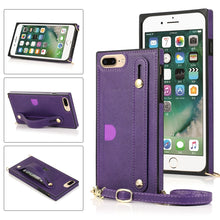 Load image into Gallery viewer, Wrist Strap PU+TPU Shockproof Protective Case with Crossbody Lanyard &amp; Holder &amp; Card Slot, For iPhone 6, For iPhone 7 / 8 / SE 2020, For iPhone 6 Plus, For iPhone 8 Plus / 7 Plus, For iPhone XS / X, For iPhone XR, For iPhone XS Max, For iPhone 11      ...