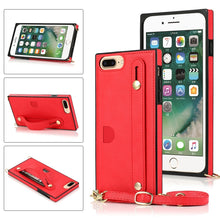 Load image into Gallery viewer, Wrist Strap PU+TPU Shockproof Protective Case with Crossbody Lanyard &amp; Holder &amp; Card Slot, For iPhone 6, For iPhone 7 / 8 / SE 2020, For iPhone 6 Plus, For iPhone 8 Plus / 7 Plus, For iPhone XS / X, For iPhone XR, For iPhone XS Max, For iPhone 11      ...