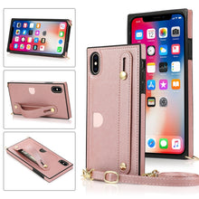 Load image into Gallery viewer, Wrist Strap PU+TPU Shockproof Protective Case with Crossbody Lanyard &amp; Holder &amp; Card Slot, For iPhone 6, For iPhone 7 / 8 / SE 2020, For iPhone 6 Plus, For iPhone 8 Plus / 7 Plus, For iPhone XS / X, For iPhone XR, For iPhone XS Max, For iPhone 11      ...