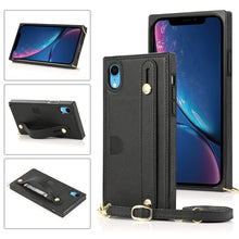 Load image into Gallery viewer, Wrist Strap PU+TPU Shockproof Protective Case with Crossbody Lanyard &amp; Holder &amp; Card Slot, For iPhone 6, For iPhone 7 / 8 / SE 2020, For iPhone 6 Plus, For iPhone 8 Plus / 7 Plus, For iPhone XS / X, For iPhone XR, For iPhone XS Max, For iPhone 11      ...