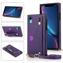 Load image into Gallery viewer, Wrist Strap PU+TPU Shockproof Protective Case with Crossbody Lanyard &amp; Holder &amp; Card Slot, For iPhone 6, For iPhone 7 / 8 / SE 2020, For iPhone 6 Plus, For iPhone 8 Plus / 7 Plus, For iPhone XS / X, For iPhone XR, For iPhone XS Max, For iPhone 11      ...