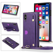 Load image into Gallery viewer, Wrist Strap PU+TPU Shockproof Protective Case with Crossbody Lanyard &amp; Holder &amp; Card Slot, For iPhone 6, For iPhone 7 / 8 / SE 2020, For iPhone 6 Plus, For iPhone 8 Plus / 7 Plus, For iPhone XS / X, For iPhone XR, For iPhone XS Max, For iPhone 11      ...