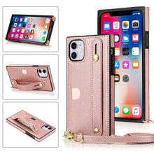 Load image into Gallery viewer, Wrist Strap PU+TPU Shockproof Protective Case with Crossbody Lanyard &amp; Holder &amp; Card Slot, For iPhone 6, For iPhone 7 / 8 / SE 2020, For iPhone 6 Plus, For iPhone 8 Plus / 7 Plus, For iPhone XS / X, For iPhone XR, For iPhone XS Max, For iPhone 11      ...