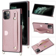 Load image into Gallery viewer, Wrist Strap PU+TPU Shockproof Protective Case with Crossbody Lanyard &amp; Holder &amp; Card Slot, For iPhone 6, For iPhone 7 / 8 / SE 2020, For iPhone 6 Plus, For iPhone 8 Plus / 7 Plus, For iPhone XS / X, For iPhone XR, For iPhone XS Max, For iPhone 11      ...