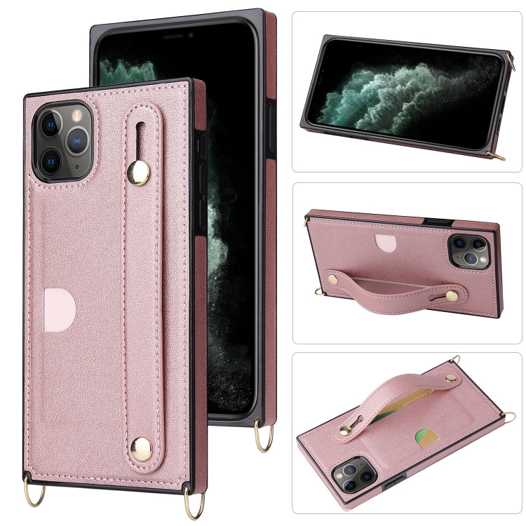 Wrist Strap PU+TPU Shockproof Protective Case with Crossbody Lanyard & Holder & Card Slot, For iPhone 11 Pro Max
