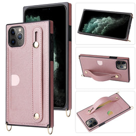 Wrist Strap PU+TPU Shockproof Protective Case with Crossbody Lanyard & Holder & Card Slot, For iPhone 11 Pro Max