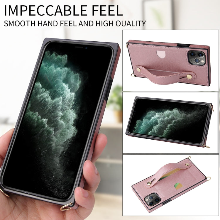 Wrist Strap PU+TPU Shockproof Protective Case with Crossbody Lanyard & Holder & Card Slot, For iPhone 11 Pro Max