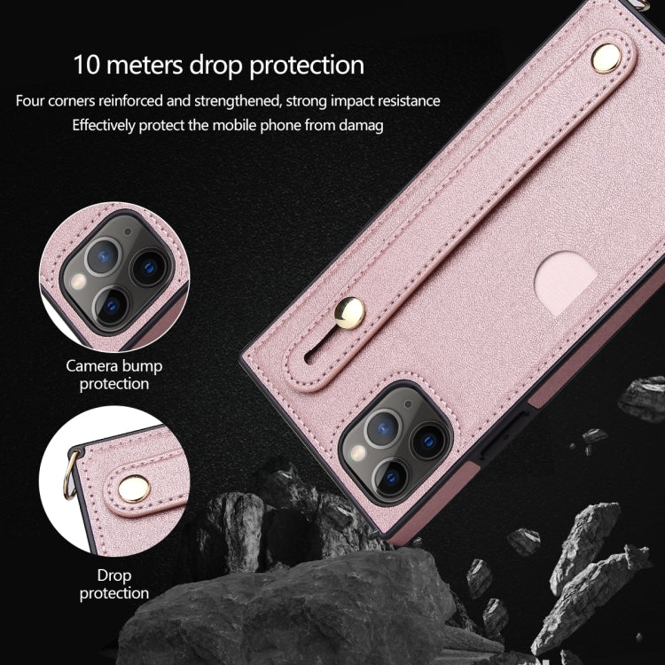 Wrist Strap PU+TPU Shockproof Protective Case with Crossbody Lanyard & Holder & Card Slot, For iPhone 11 Pro Max