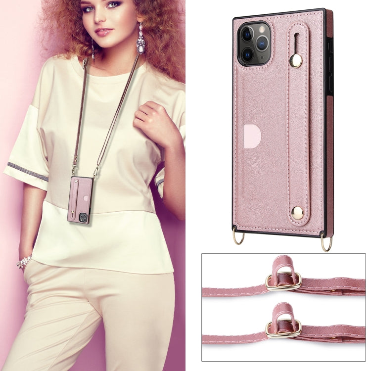 Wrist Strap PU+TPU Shockproof Protective Case with Crossbody Lanyard & Holder & Card Slot, For iPhone 11 Pro Max