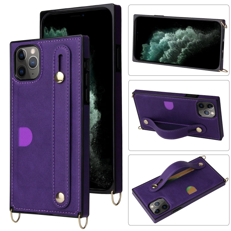 Wrist Strap PU+TPU Shockproof Protective Case with Crossbody Lanyard & Holder & Card Slot, For iPhone 11 Pro Max
