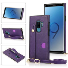 Load image into Gallery viewer, Wrist Strap PU+TPU Shockproof Protective Case with Crossbody Lanyard &amp; Holder &amp; Card Slot, For Samsung Galaxy A90 5G, For Samsung Galaxy Note9, For Samsung Galaxy Note 10, For Samsung Galaxy Note 10 Pro, For Samsung Galaxy S9, For Samsung Galaxy S9 Plu...
