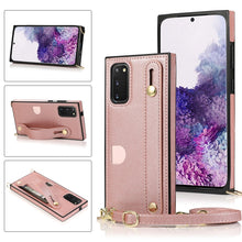 Load image into Gallery viewer, Wrist Strap PU+TPU Shockproof Protective Case with Crossbody Lanyard &amp; Holder &amp; Card Slot